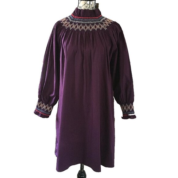 Tuckernuck Pomander Place Wrenley Smocked Dress in Plum Purple Size XS - Picture 2 of 9
